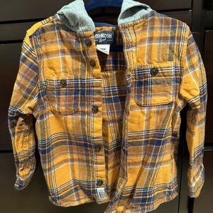 OshKosh‎ Flannel Plaid Button Hooded Shirt Toddler